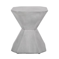 Outdoor End Table, Modern Hourglass Shape, 17 Inch, Natural Concrete - BM323912