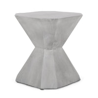 Outdoor End Table, Modern Hourglass Shape, 17 Inch, Natural Concrete - BM323912