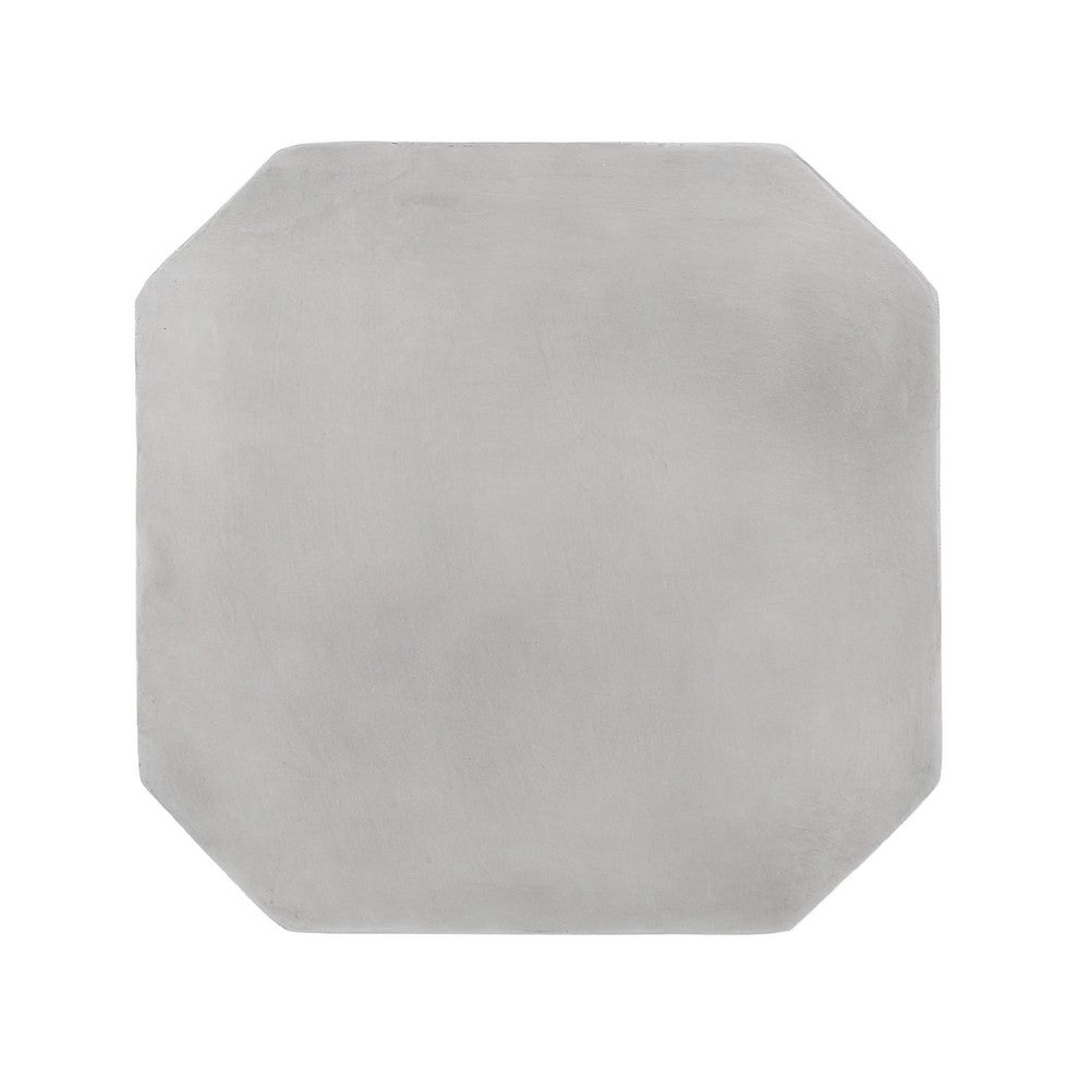 Outdoor End Table, Modern Hourglass Shape, 17 Inch, Natural Concrete - BM323912