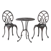Charlie 3 pcs Bistro Set w Umbrella Hole, Cast Aluminum in Copper - BM323913