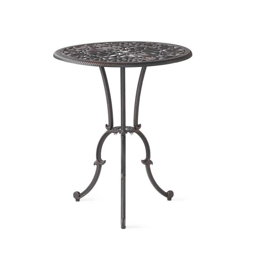 Charlie 3 pcs Bistro Set w Umbrella Hole, Cast Aluminum in Copper - BM323913
