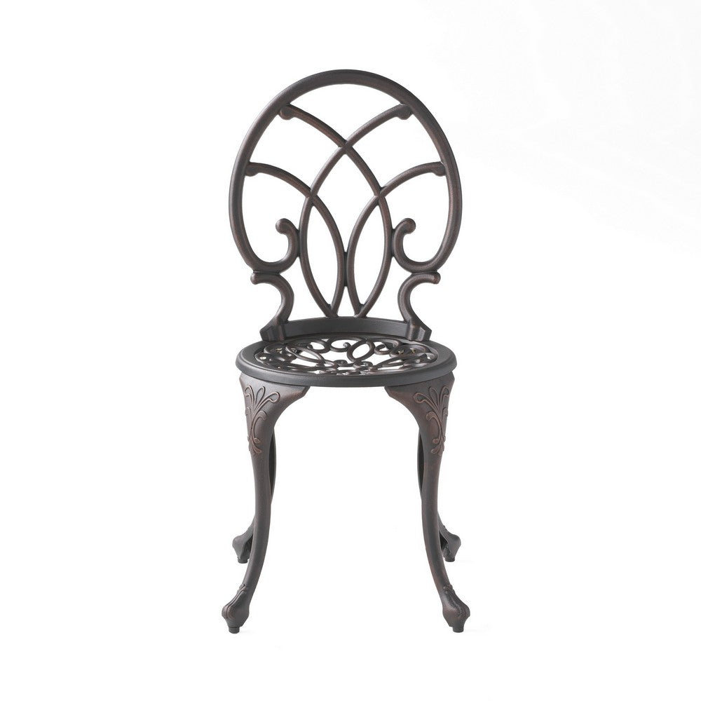 Charlie 3 pcs Bistro Set w Umbrella Hole, Cast Aluminum in Copper - BM323913
