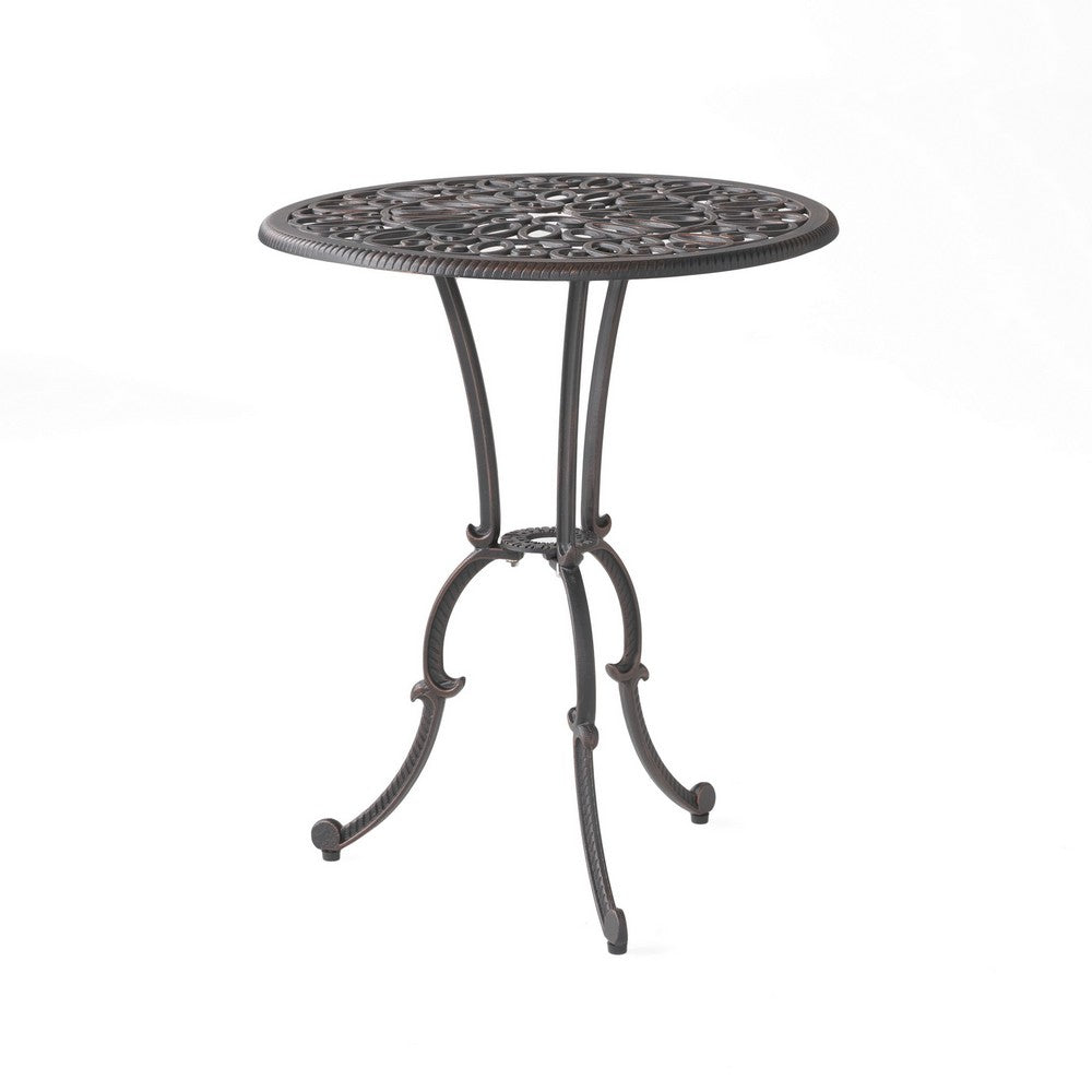 Charlie 3 pcs Bistro Set w Umbrella Hole, Cast Aluminum in Copper - BM323913