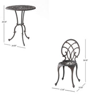 Charlie 3 pcs Bistro Set w Umbrella Hole, Cast Aluminum in Copper - BM323913
