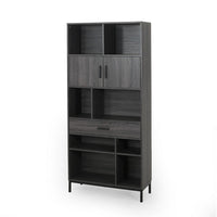 Eby Cube Bookcase, 6 Storage Spaces, Drawer, Cabinet 67 Inch Dark Gray - BM323916