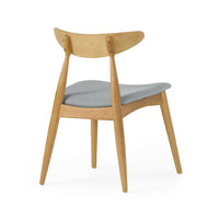 Hoso Dining Chair Set of 2, Curved, Light Gray Padded, Natural Brown - BM323918