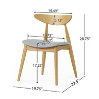Hoso Dining Chair Set of 2, Curved, Light Gray Padded, Natural Brown - BM323918