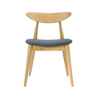 Hoso Dining Chair Set of 2, Curved, Dark Gray Padded, Natural Brown - BM323919