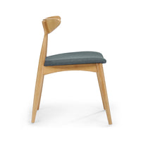 Hoso Dining Chair Set of 2, Curved, Dark Gray Padded, Natural Brown - BM323919