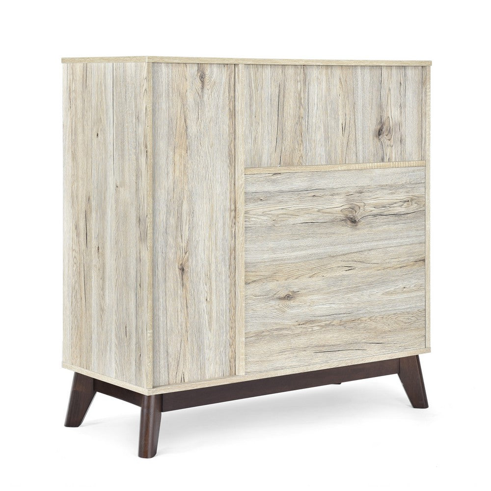 Bara Accent Cabinet 36 Inch, 3 Spaces, 2 Drawers, Rustic Beige, Brown - BM323923