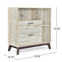 Bara Accent Cabinet 36 Inch, 3 Spaces, 2 Drawers, Rustic Beige, Brown - BM323923