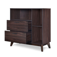 Bara Accent Cabinet 36 Inch, 3 Space 2 Drawer, Rustic Dark Wenge Brown - BM323924