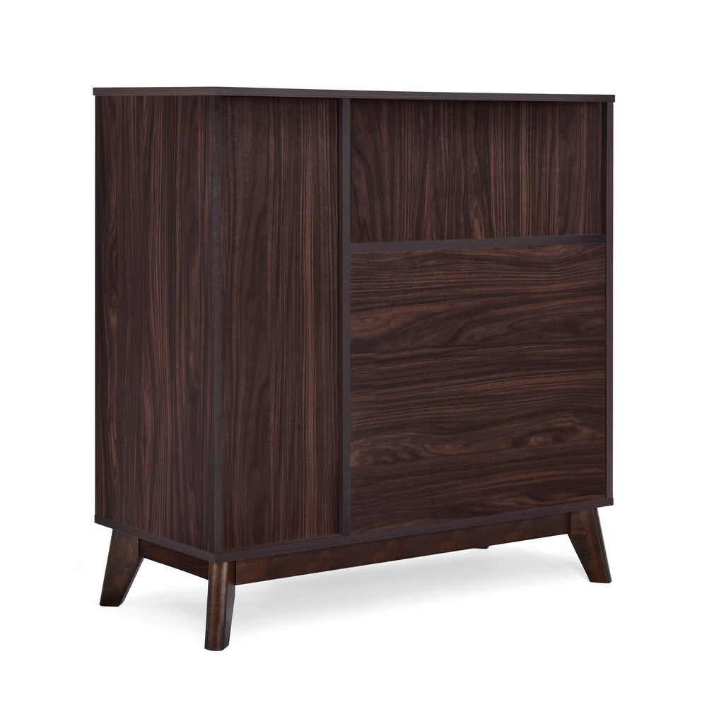 Bara Accent Cabinet 36 Inch, 3 Space 2 Drawer, Rustic Dark Wenge Brown - BM323924