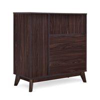 Bara Accent Cabinet 36 Inch, 3 Space 2 Drawer, Rustic Dark Wenge Brown - BM323924