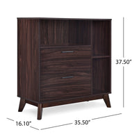 Bara Accent Cabinet 36 Inch, 3 Space 2 Drawer, Rustic Dark Wenge Brown - BM323924