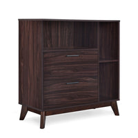 Bara Accent Cabinet 36 Inch, 3 Space 2 Drawer, Rustic Dark Wenge Brown - BM323924