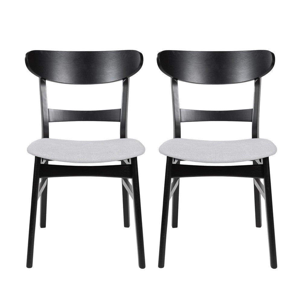 Cole Dining Chair Set of 2, Curved Open Back, Gray Padded Seat, Black - BM323931