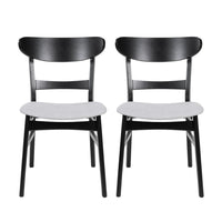 Cole Dining Chair Set of 2, Curved Open Back, Gray Padded Seat, Black - BM323931