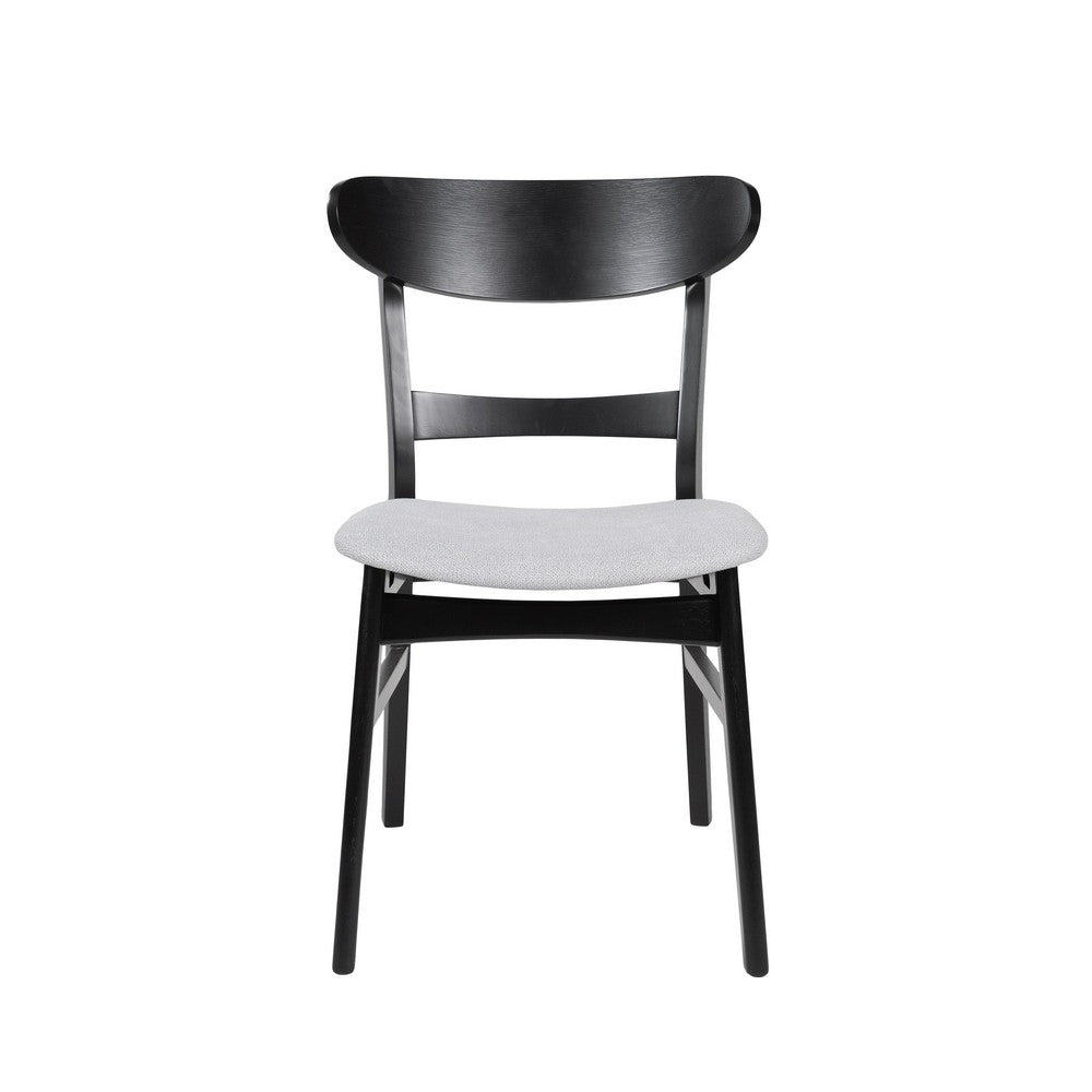 Cole Dining Chair Set of 2, Curved Open Back, Gray Padded Seat, Black - BM323931