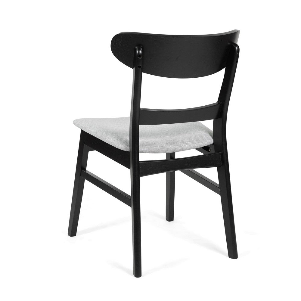 Cole Dining Chair Set of 2, Curved Open Back, Gray Padded Seat, Black - BM323931