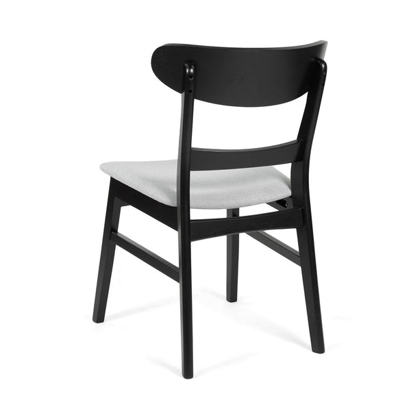 Cole Dining Chair Set of 2, Curved Open Back, Gray Padded Seat, Black - BM323931