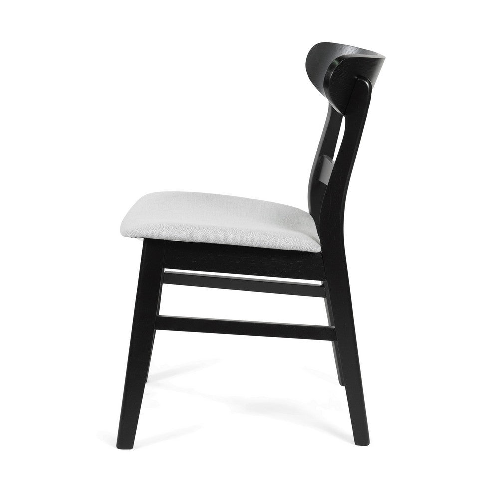 Cole Dining Chair Set of 2, Curved Open Back, Gray Padded Seat, Black - BM323931