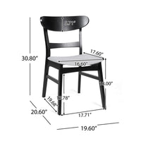 Cole Dining Chair Set of 2, Curved Open Back, Gray Padded Seat, Black - BM323931