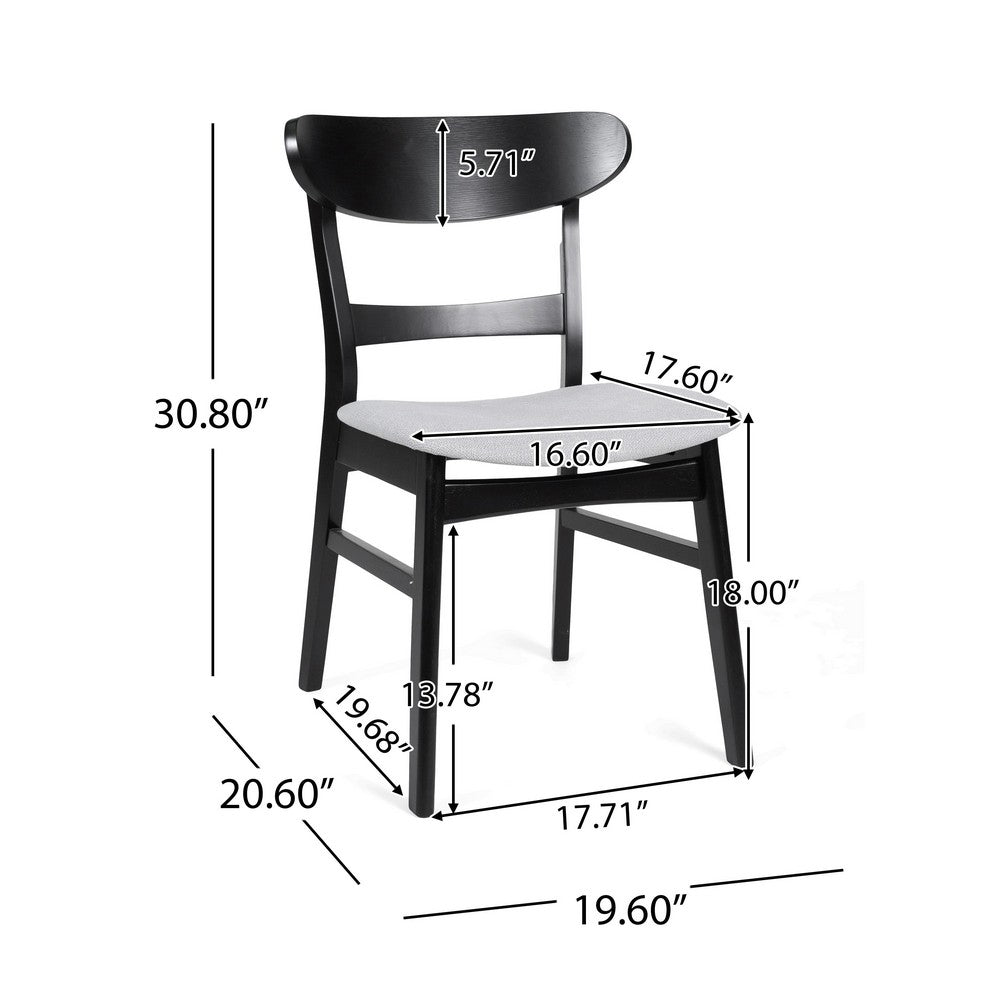 Cole Dining Chair Set of 2, Curved Open Back, Gray Padded Seat, Black - BM323931