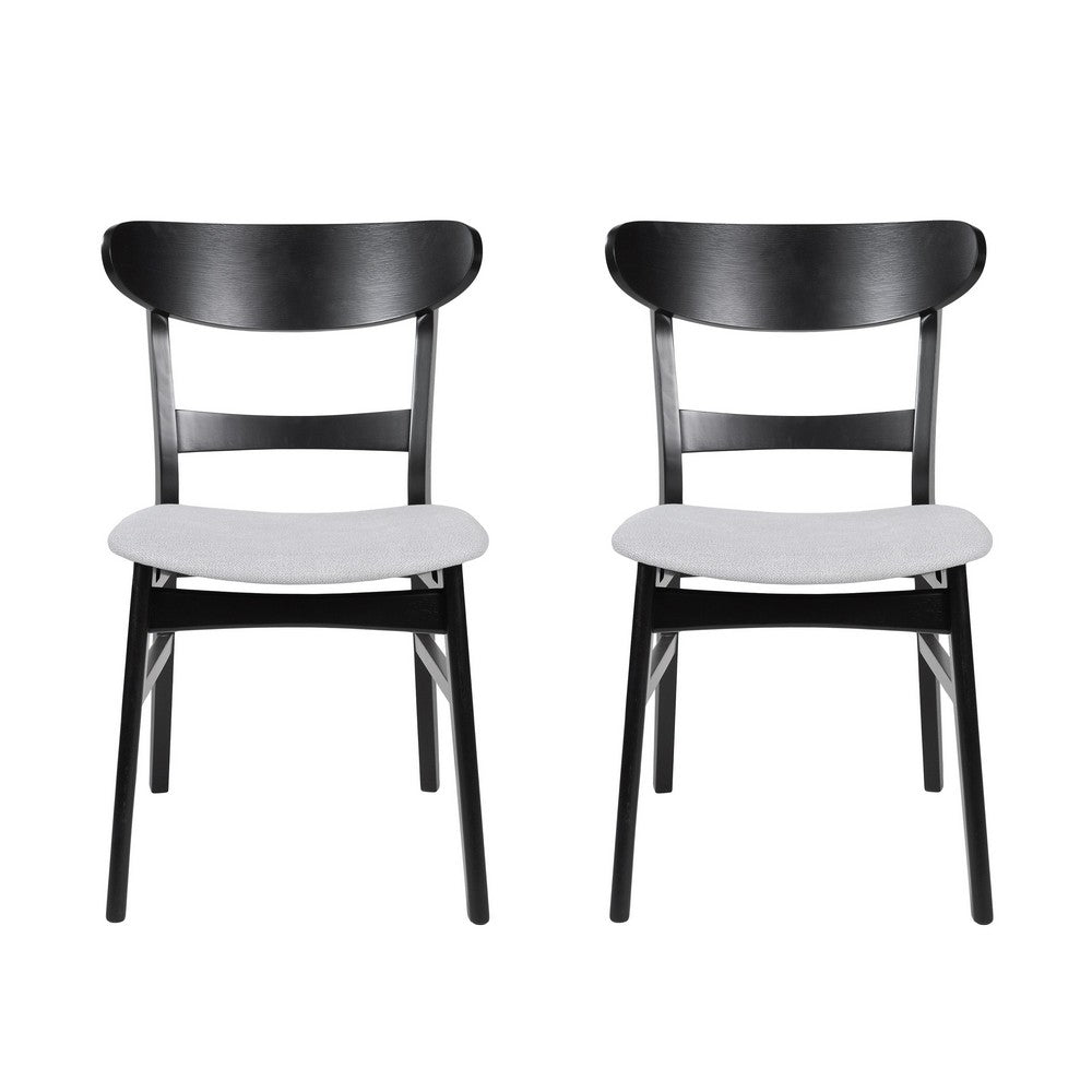 Cole Dining Chair Set of 2, Curved Open Back, Beige Padded Seat, Black - BM323932