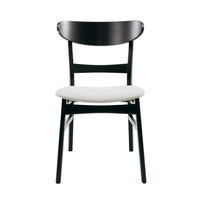 Cole Dining Chair Set of 2, Curved Open Back, Beige Padded Seat, Black - BM323932