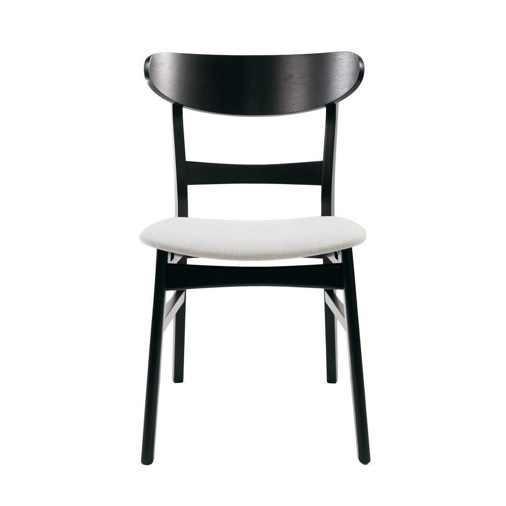 Cole Dining Chair Set of 2, Curved Open Back, Beige Padded Seat, Black - BM323932