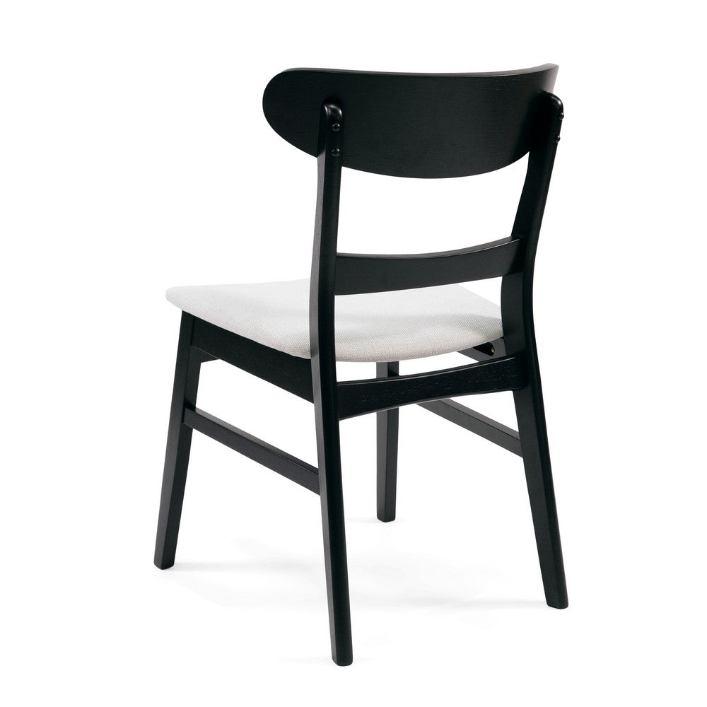 Cole Dining Chair Set of 2, Curved Open Back, Beige Padded Seat, Black - BM323932