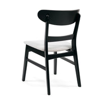 Cole Dining Chair Set of 2, Curved Open Back, Beige Padded Seat, Black - BM323932