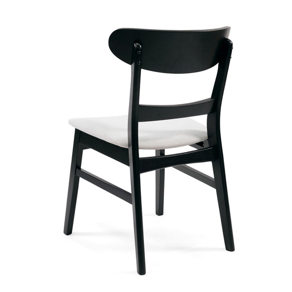 Cole Dining Chair Set of 2, Curved Open Back, Beige Padded Seat, Black - BM323932