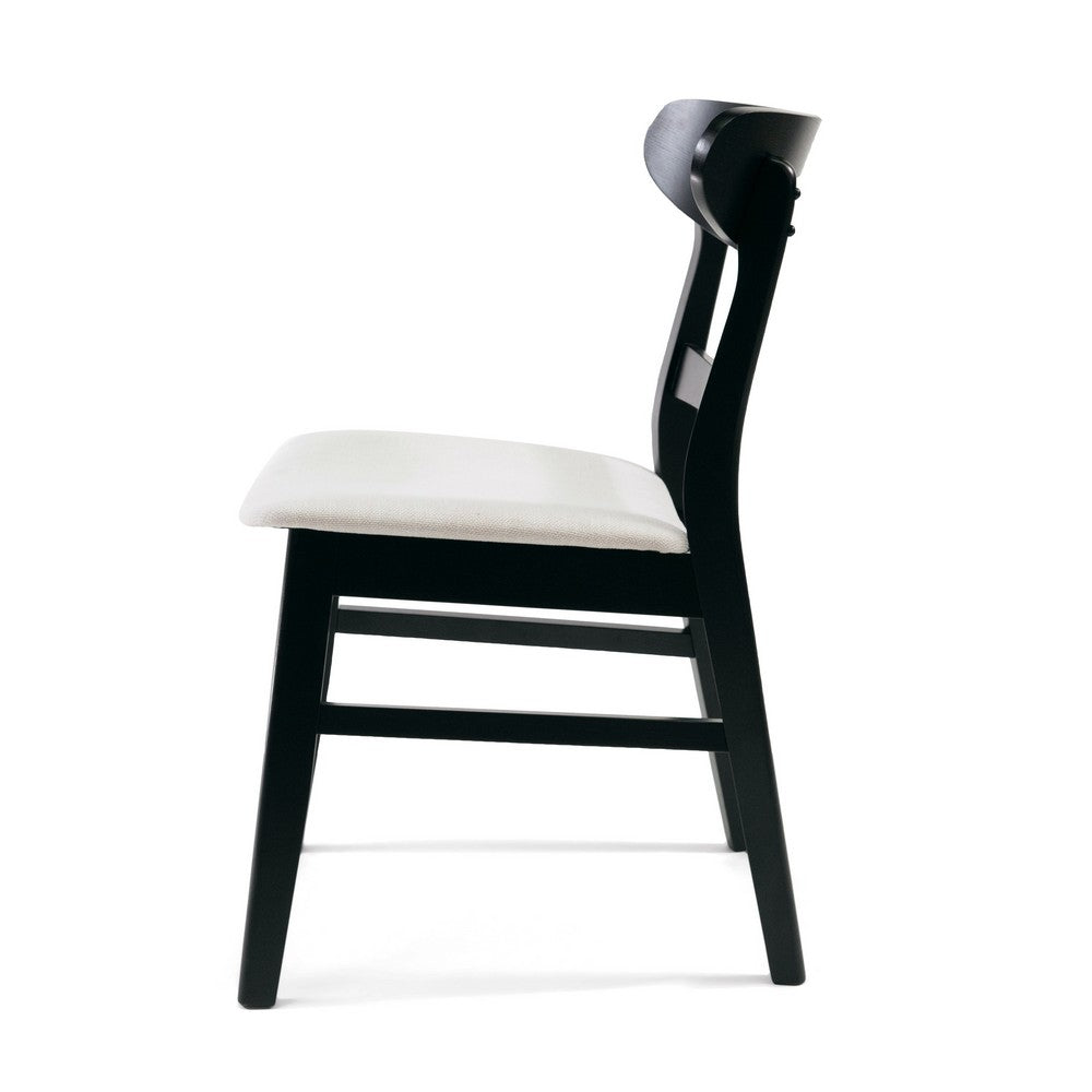 Cole Dining Chair Set of 2, Curved Open Back, Beige Padded Seat, Black - BM323932