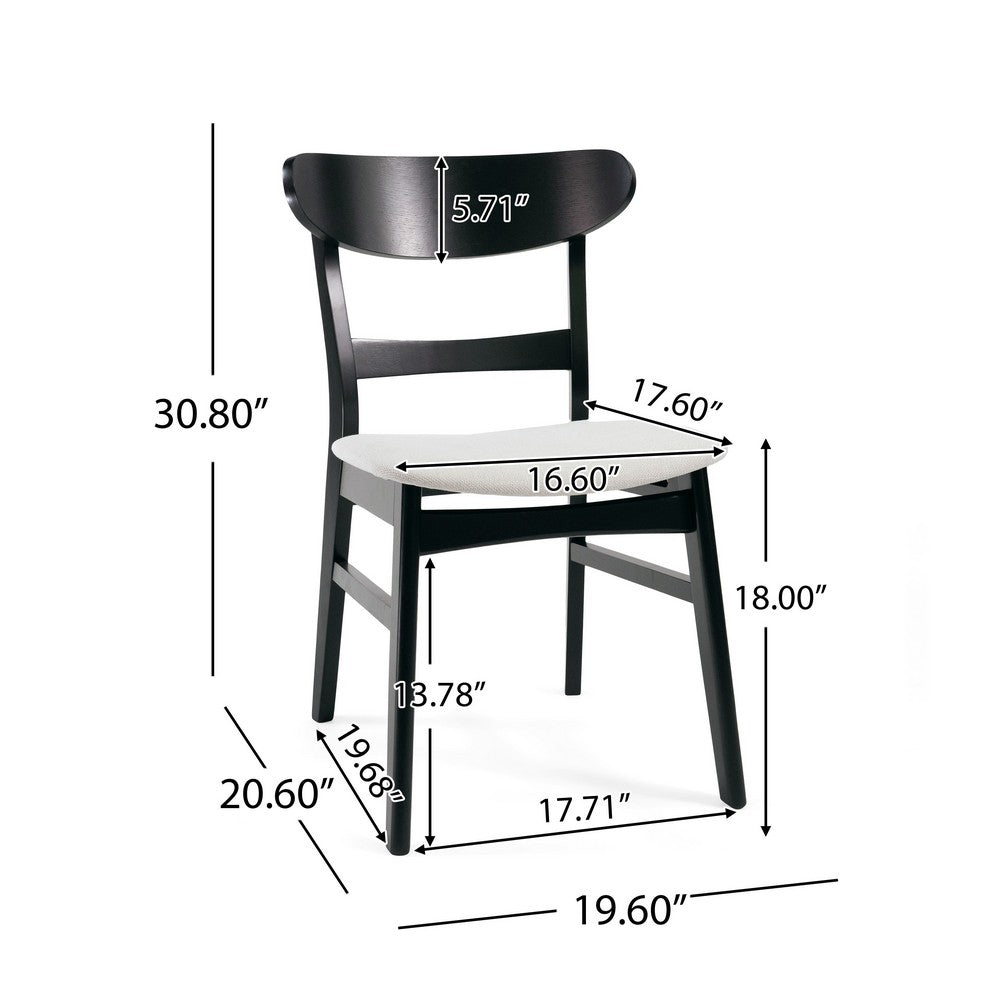 Cole Dining Chair Set of 2, Curved Open Back, Beige Padded Seat, Black - BM323932