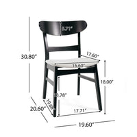 Cole Dining Chair Set of 2, Curved Open Back, Beige Padded Seat, Black - BM323932