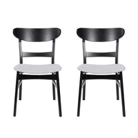 Cole Dining Chair Set of 2, Curved Open Back, Beige Padded Seat, Black - BM323932