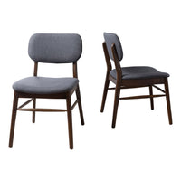 Cota Side Chair Set of 2, Dark Gray Padded Back and Seat, Rich Brown - BM323934