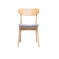 Dining Chair Set of 2, Gray Padded Seat, Natural Brown Splayed Legs - BM323935