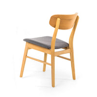 Dining Chair Set of 2, Gray Padded Seat, Natural Brown Splayed Legs - BM323935