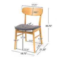 Dining Chair Set of 2, Gray Padded Seat, Natural Brown Splayed Legs - BM323935