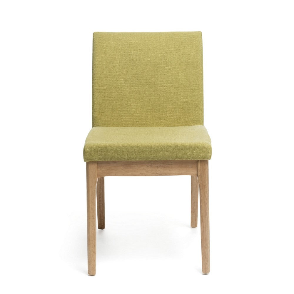 Dining Chair Set of 2, Modern Green Padded Back and Seat, Brown Legs - BM323936
