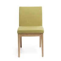 Dining Chair Set of 2, Modern Green Padded Back and Seat, Brown Legs - BM323936
