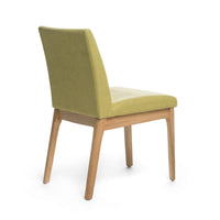 Dining Chair Set of 2, Modern Green Padded Back and Seat, Brown Legs - BM323936