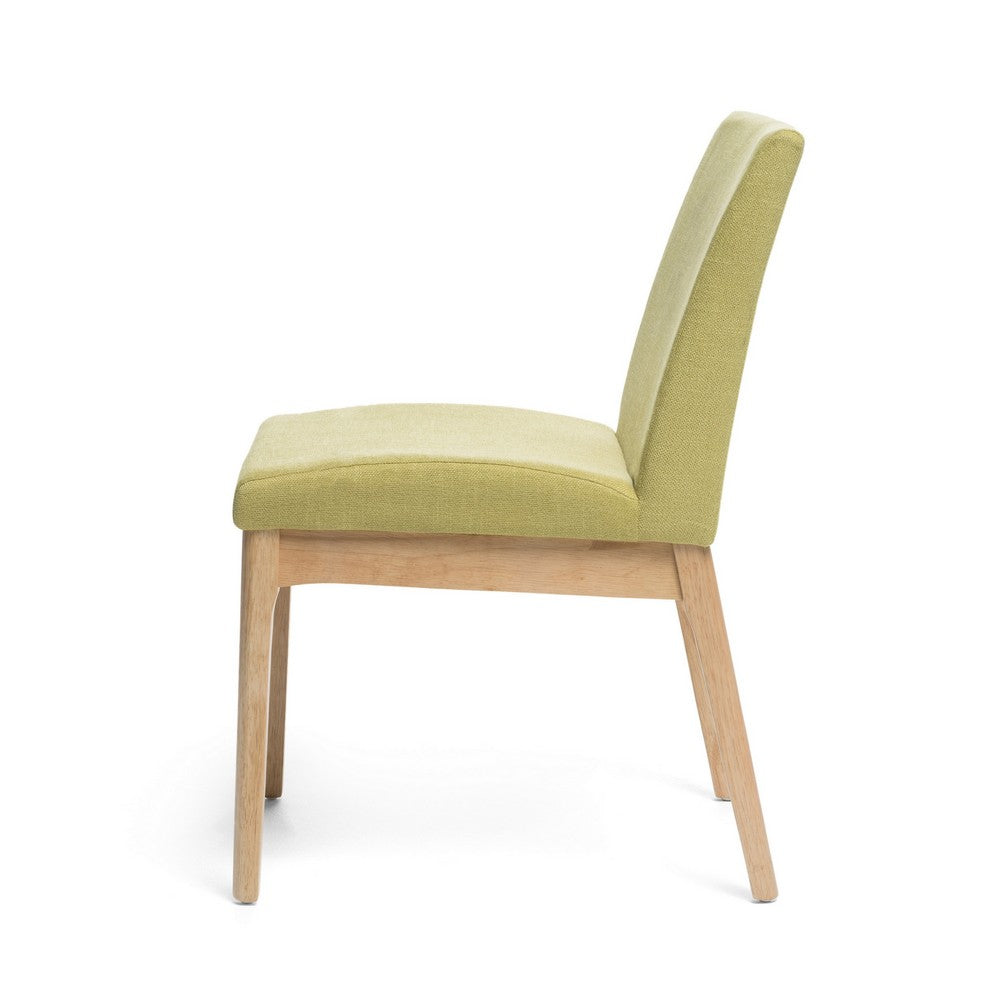 Dining Chair Set of 2, Modern Green Padded Back and Seat, Brown Legs - BM323936
