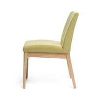 Dining Chair Set of 2, Modern Green Padded Back and Seat, Brown Legs - BM323936