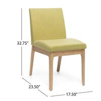 Dining Chair Set of 2, Modern Green Padded Back and Seat, Brown Legs - BM323936