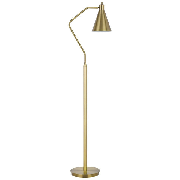 Sty 63 Inch Task Floor Lamp, Swivel Brass Shade Angled Metal Pole -BM323939