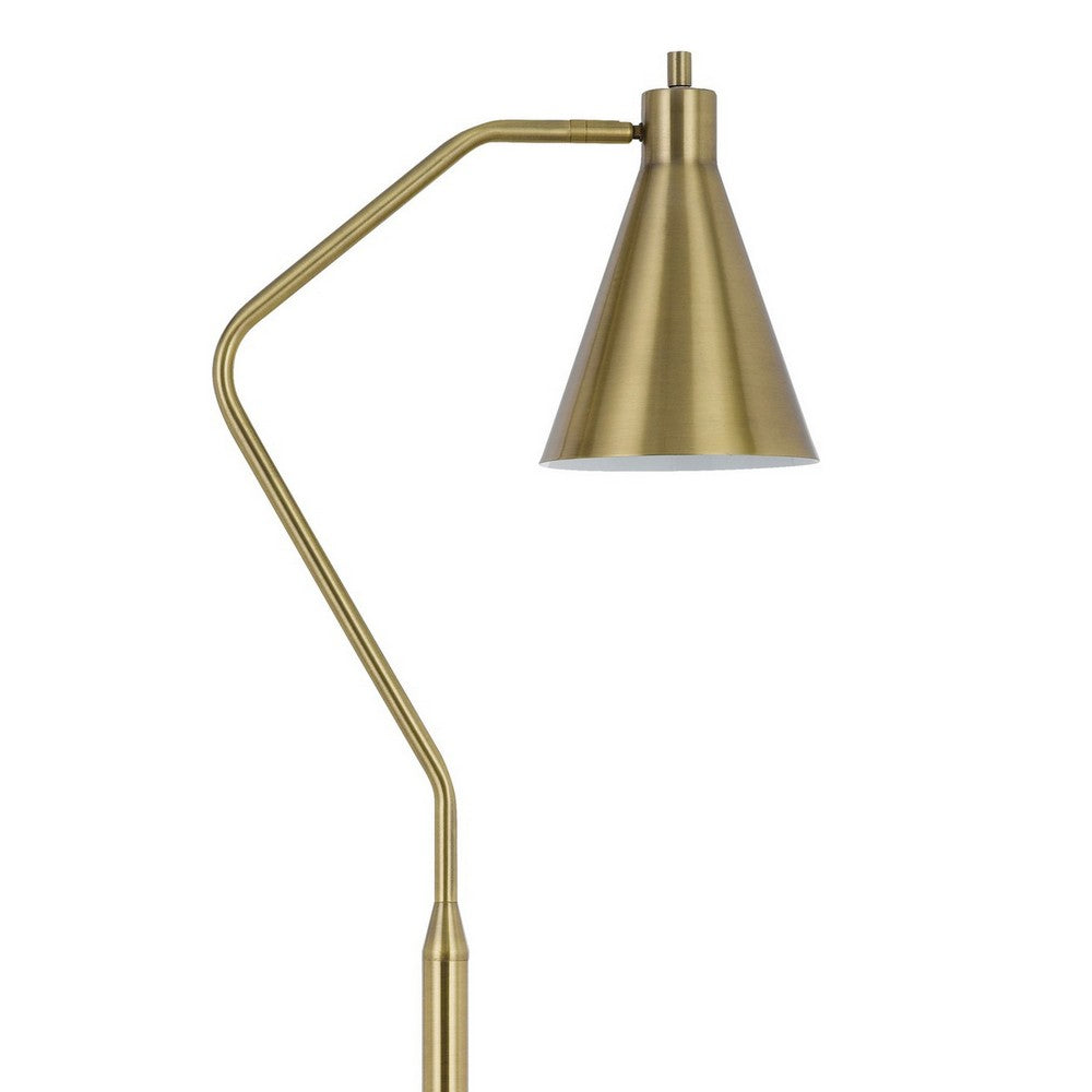 Sty 63 Inch Task Floor Lamp, Swivel Brass Shade Angled Metal Pole -BM323939